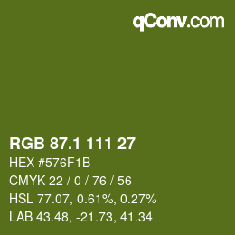 カラーコード: RGB 87.1 111 27 | qconv.com