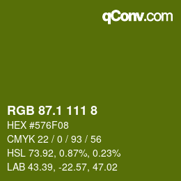 カラーコード: RGB 87.1 111 8 | qconv.com