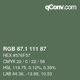 Color code: RGB 87.1 111 87 | qconv.com
