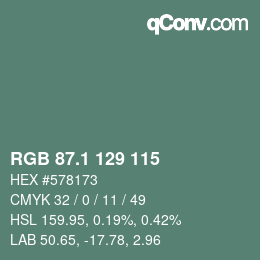 Color code: RGB 87.1 129 115 | qconv.com