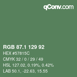 カラーコード: RGB 87.1 129 92 | qconv.com