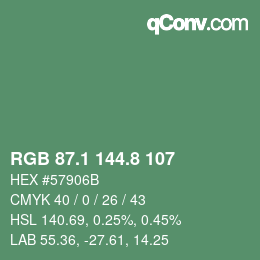 カラーコード: RGB 87.1 144.8 107 | qconv.com