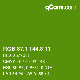 カラーコード: RGB 87.1 144.8 11 | qconv.com