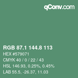 カラーコード: RGB 87.1 144.8 113 | qconv.com