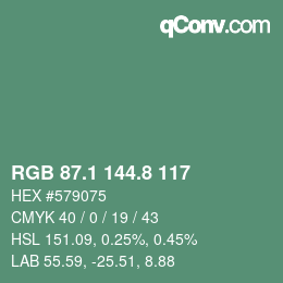 カラーコード: RGB 87.1 144.8 117 | qconv.com