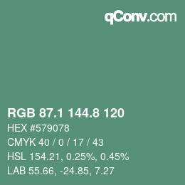 Color code: RGB 87.1 144.8 120 | qconv.com
