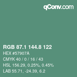 カラーコード: RGB 87.1 144.8 122 | qconv.com