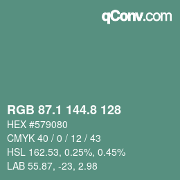 カラーコード: RGB 87.1 144.8 128 | qconv.com
