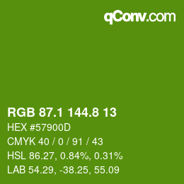 カラーコード: RGB 87.1 144.8 13 | qconv.com