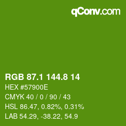 カラーコード: RGB 87.1 144.8 14 | qconv.com