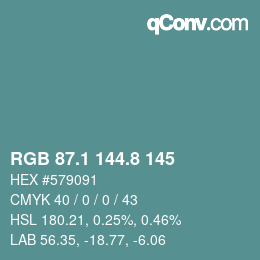 カラーコード: RGB 87.1 144.8 145 | qconv.com