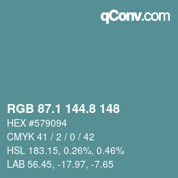 Color code: RGB 87.1 144.8 148 | qconv.com