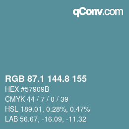Color code: RGB 87.1 144.8 155 | qconv.com