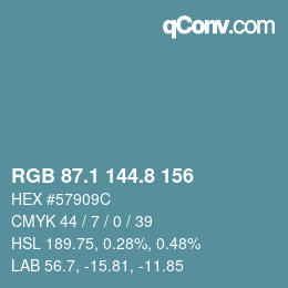 Color code: RGB 87.1 144.8 156 | qconv.com