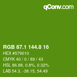 カラーコード: RGB 87.1 144.8 16 | qconv.com