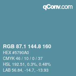Farbcode: RGB 87.1 144.8 160 | qconv.com
