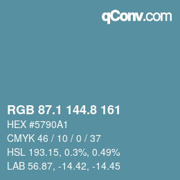 カラーコード: RGB 87.1 144.8 161 | qconv.com