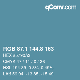 Color code: RGB 87.1 144.8 163 | qconv.com