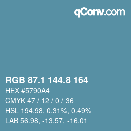 Color code: RGB 87.1 144.8 164 | qconv.com