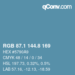 Color code: RGB 87.1 144.8 169 | qconv.com