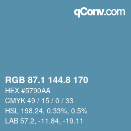 Color code: RGB 87.1 144.8 170 | qconv.com