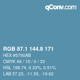 Color code: RGB 87.1 144.8 171 | qconv.com