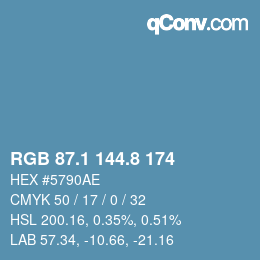 Farbcode: RGB 87.1 144.8 174 | qconv.com