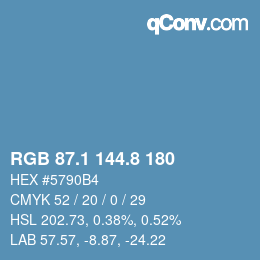 Color code: RGB 87.1 144.8 180 | qconv.com