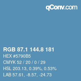 Código de color: RGB 87.1 144.8 181 | qconv.com
