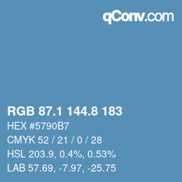 カラーコード: RGB 87.1 144.8 183 | qconv.com