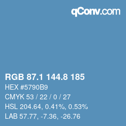 Color code: RGB 87.1 144.8 185 | qconv.com