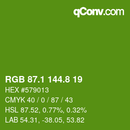 カラーコード: RGB 87.1 144.8 19 | qconv.com