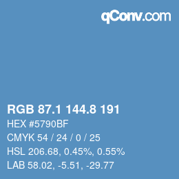 カラーコード: RGB 87.1 144.8 191 | qconv.com