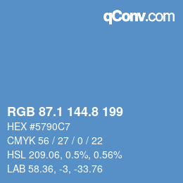 カラーコード: RGB 87.1 144.8 199 | qconv.com