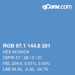 Color code: RGB 87.1 144.8 201 | qconv.com