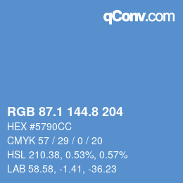 Color code: RGB 87.1 144.8 204 | qconv.com