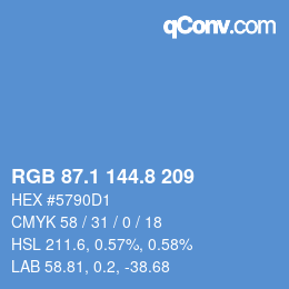 カラーコード: RGB 87.1 144.8 209 | qconv.com
