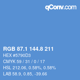カラーコード: RGB 87.1 144.8 211 | qconv.com