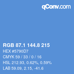 Farbcode: RGB 87.1 144.8 215 | qconv.com