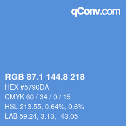 Color code: RGB 87.1 144.8 218 | qconv.com