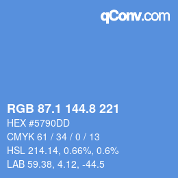 カラーコード: RGB 87.1 144.8 221 | qconv.com