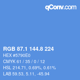 Color code: RGB 87.1 144.8 224 | qconv.com