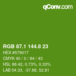 カラーコード: RGB 87.1 144.8 23 | qconv.com