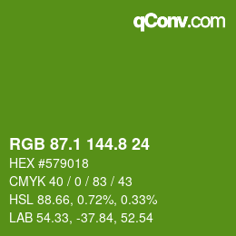 カラーコード: RGB 87.1 144.8 24 | qconv.com