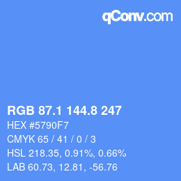 カラーコード: RGB 87.1 144.8 247 | qconv.com