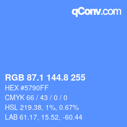 Color code: RGB 87.1 144.8 255 | qconv.com