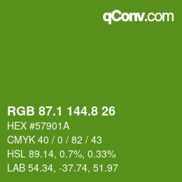 カラーコード: RGB 87.1 144.8 26 | qconv.com