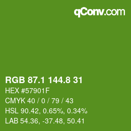 カラーコード: RGB 87.1 144.8 31 | qconv.com
