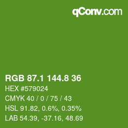 カラーコード: RGB 87.1 144.8 36 | qconv.com