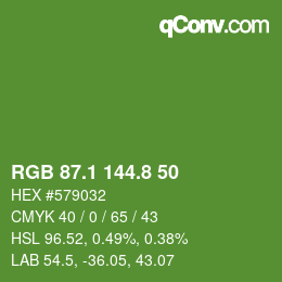 カラーコード: RGB 87.1 144.8 50 | qconv.com